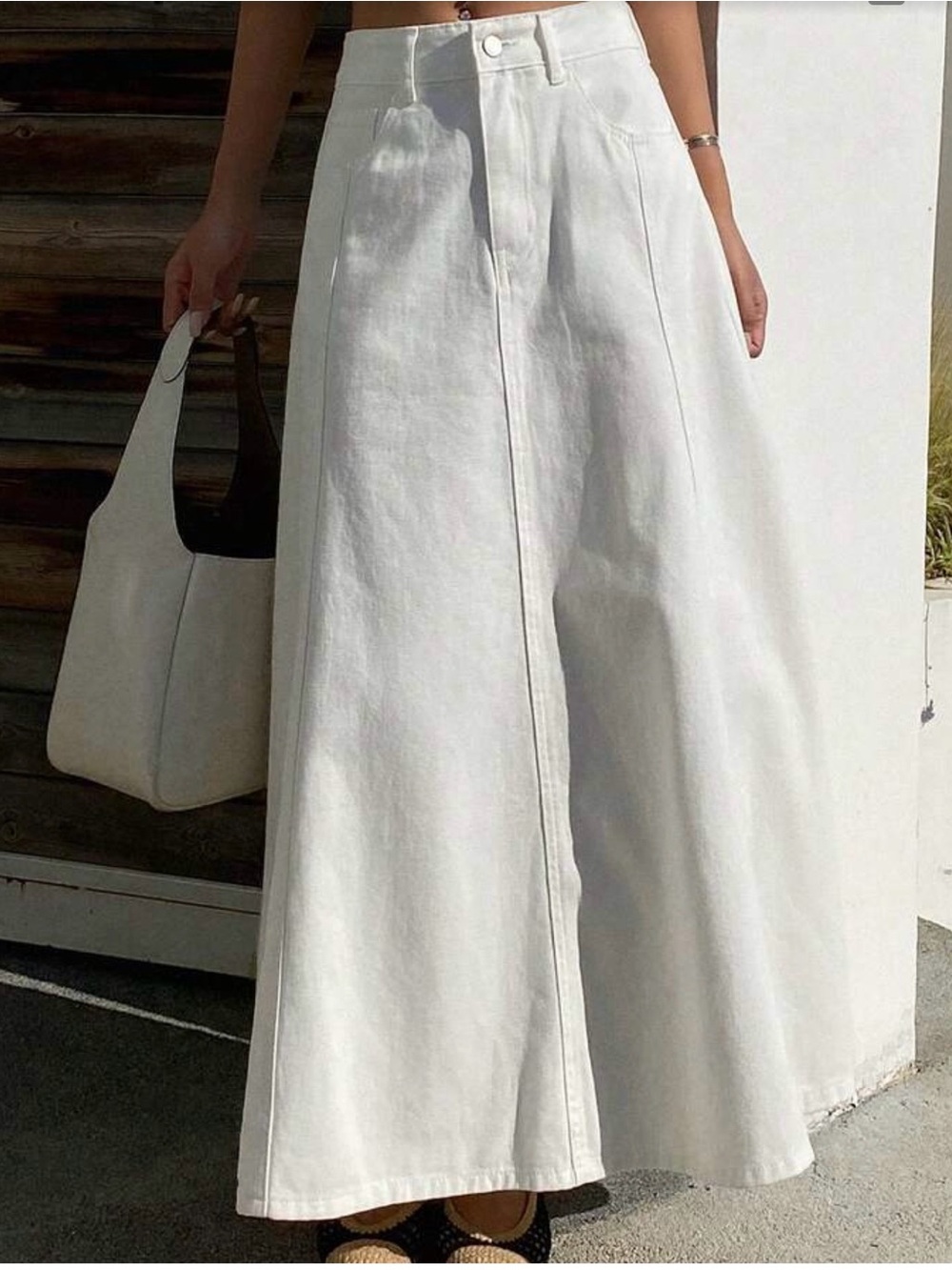 Wide Leg White Jumpsuit Pants